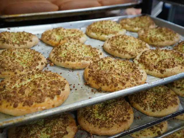 Freshly baked flatbreads with minced meat topping